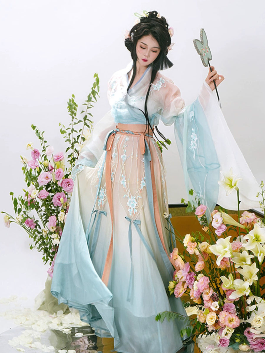 Wei Jin Dynasty Qiyao Ruqun Hanfu | Spring Flowers