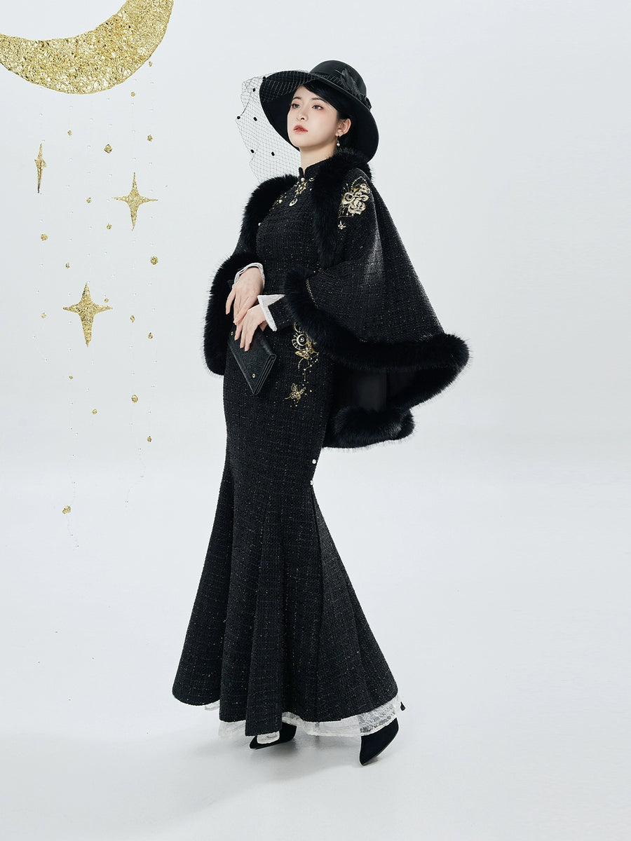 long sleeve fitted evening dresses CRYSTAL - EMBELLISHED LONG SLEEVE BODYCON FULL DRESS | CULT MIA