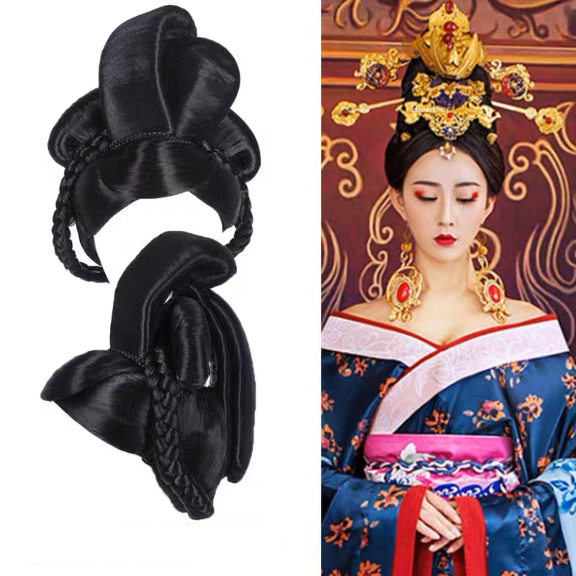 Amazon.com : Chinese Vintage Wig Ancient Chinese Traditional Style Wig for  Women Geisha Headband Wig Retro Headwear Synthetic Chinese Ancient Wig Bun  Hair Pieces Hanfu Headdress Cosplay Wigs Girls ( Color :