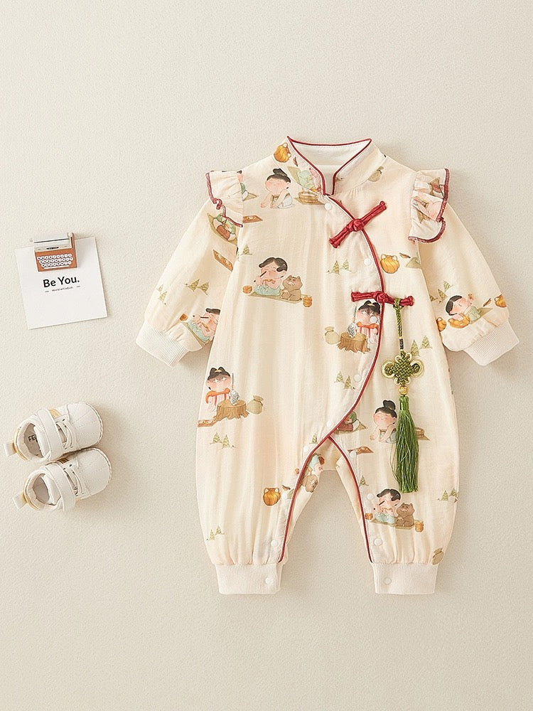 Tang Dynasty Little Girl Art Traditional Chinese Baby Hanfu Onesie ...