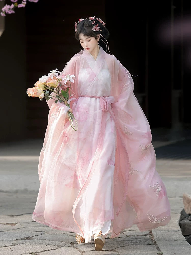 Butterfly Wind 粉黛蝶风 - Straight Hem Robe Ancient Costume – Hanfu Story
