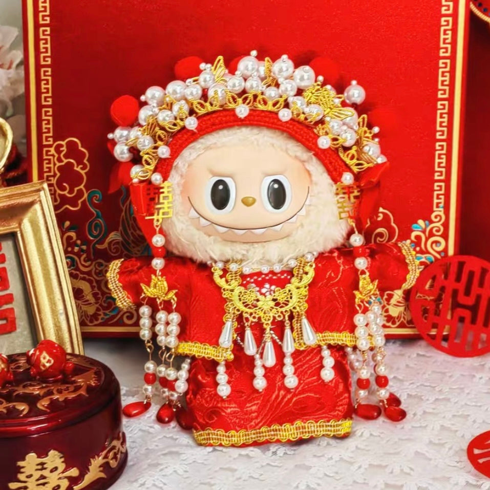 17cm Labubu Plush Doll Traditional Chinese Wedding Dress - Qunkwa Hanfu Story 17cm Labubu Plush Doll Traditional Chinese Wedding Dress - Qunkwa Hanfu Story