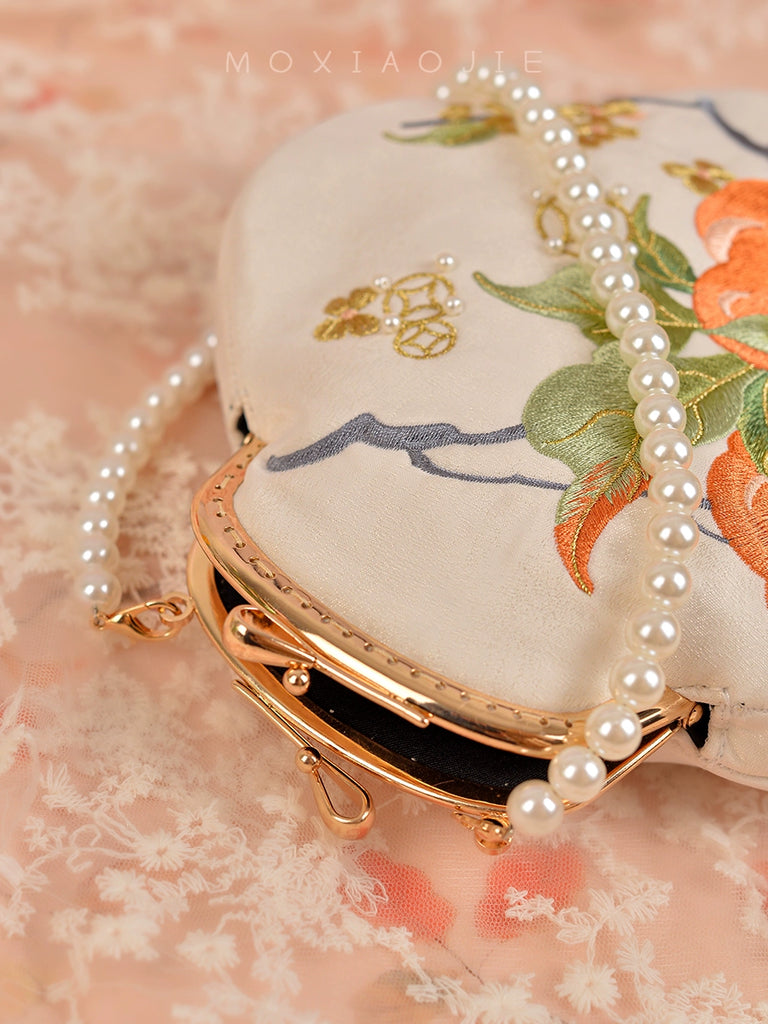 Good Persimmon Embroidered Handbag for Women