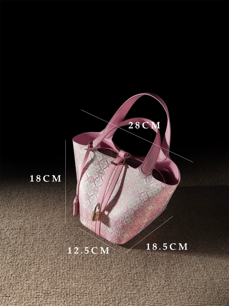 Dancing Breeze Pink Quartz Basket Handbag for Woman