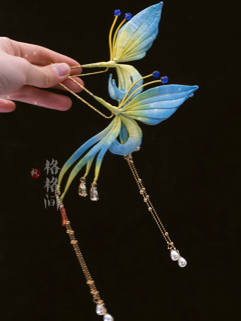 Hanfu Hair Pin: Emerald Butterfly