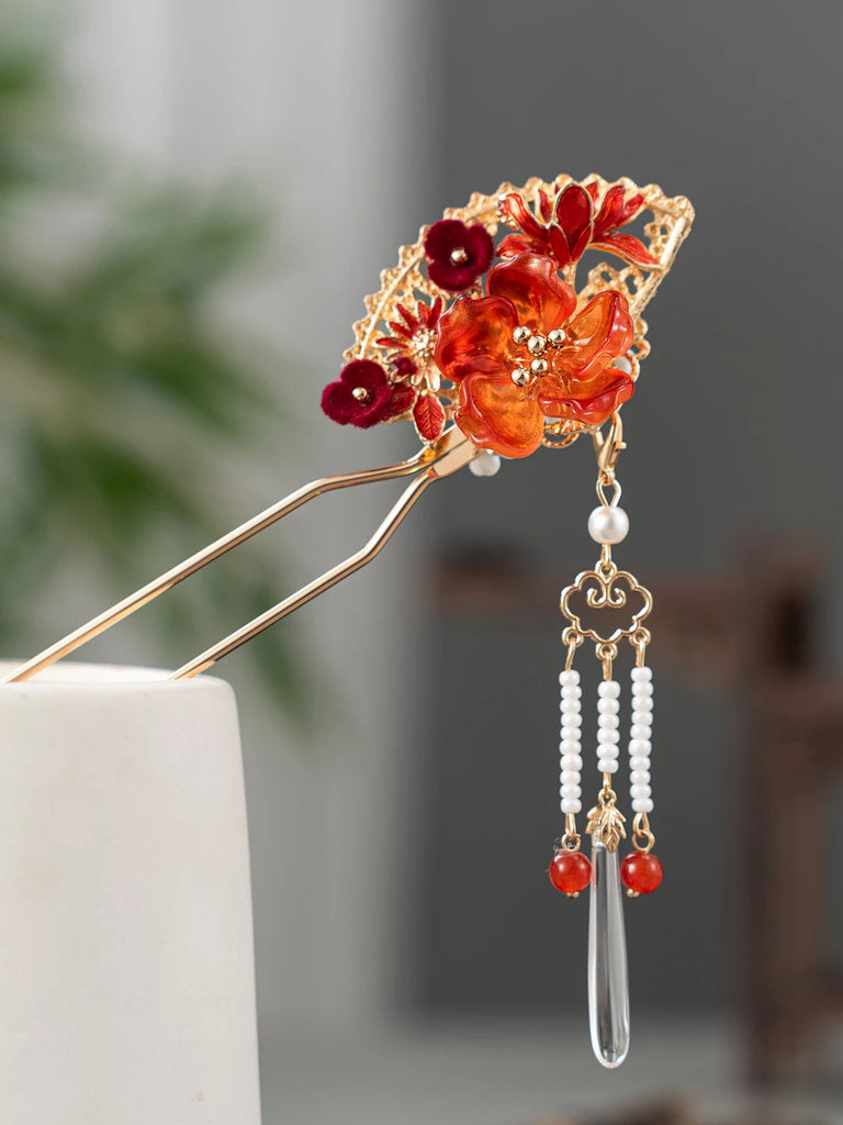 Oriental Flame Fan Hair Stick | Ancient Chinese Hair  display picture 2