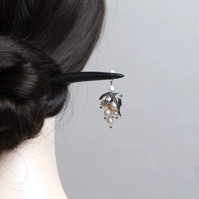 Frost Pearl Ebony Freshwater Pearl Ancient Chinese Hair Stick