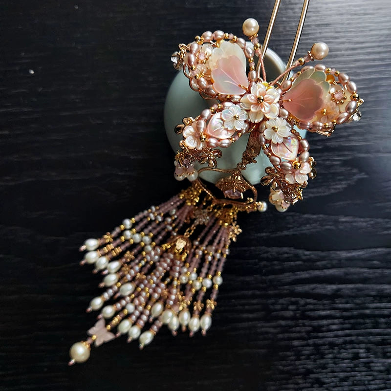 Tassels Hair Pin: Large Butterfly