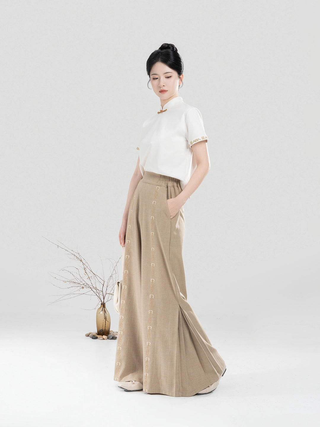 Song Wood 松香木 - New Chinese Stand-Collar Short-Sleeve