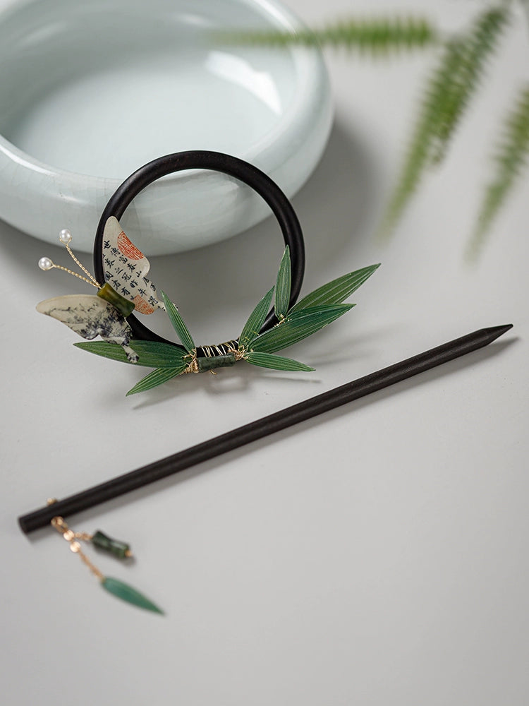 Back Hair Pin: Sandalwood Deep Bamboo