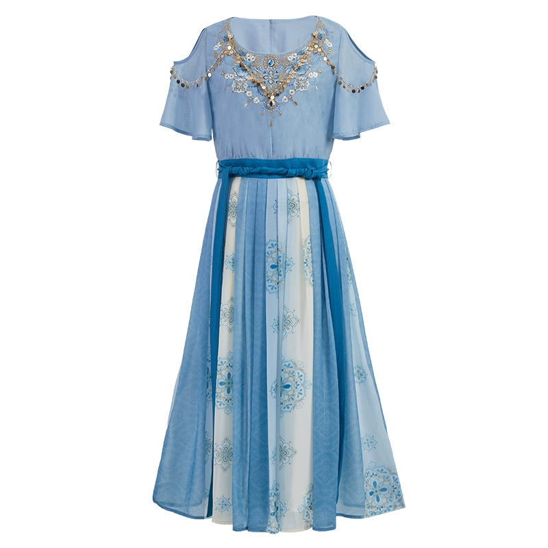 sachin and babi light blue dress French Connection Emilia Embroidered Maxi Dress