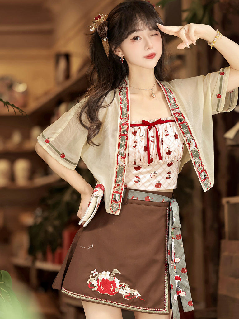 Little Apple | Modern Chinese Hanfu Set with Strap Top and Skirt ...