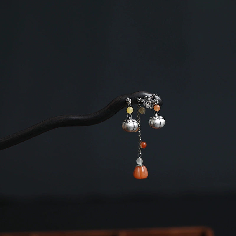 Autumn Harvest Ebony 925 Silver and Jade New Chinese Style Hair Stick