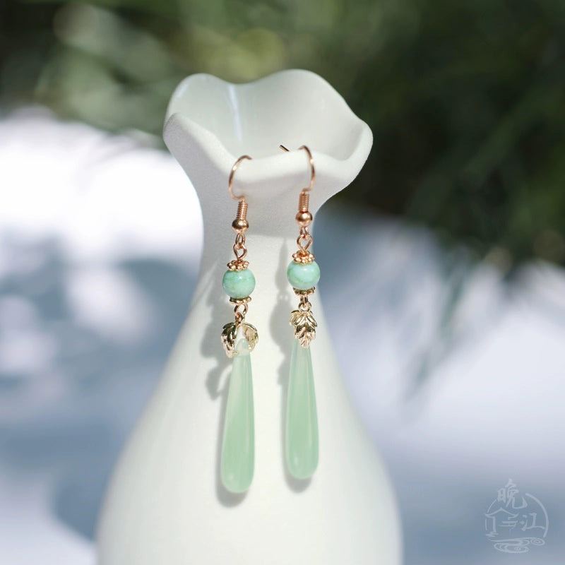 Jade Droplets Chinese Style Earrings