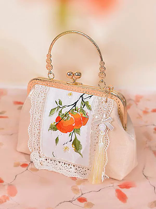 Persimmon Embroidered Cheongsam Bag for Women