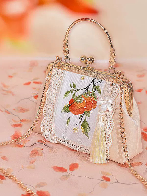 Persimmon Embroidered Cheongsam Bag for Women