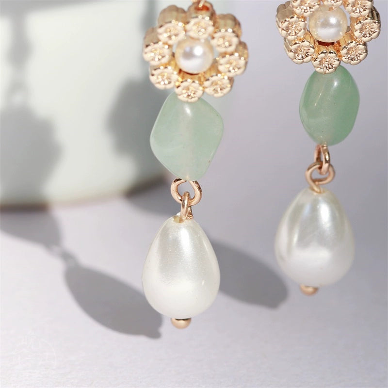 Green Aventurine Jade Chinese Style Earrings