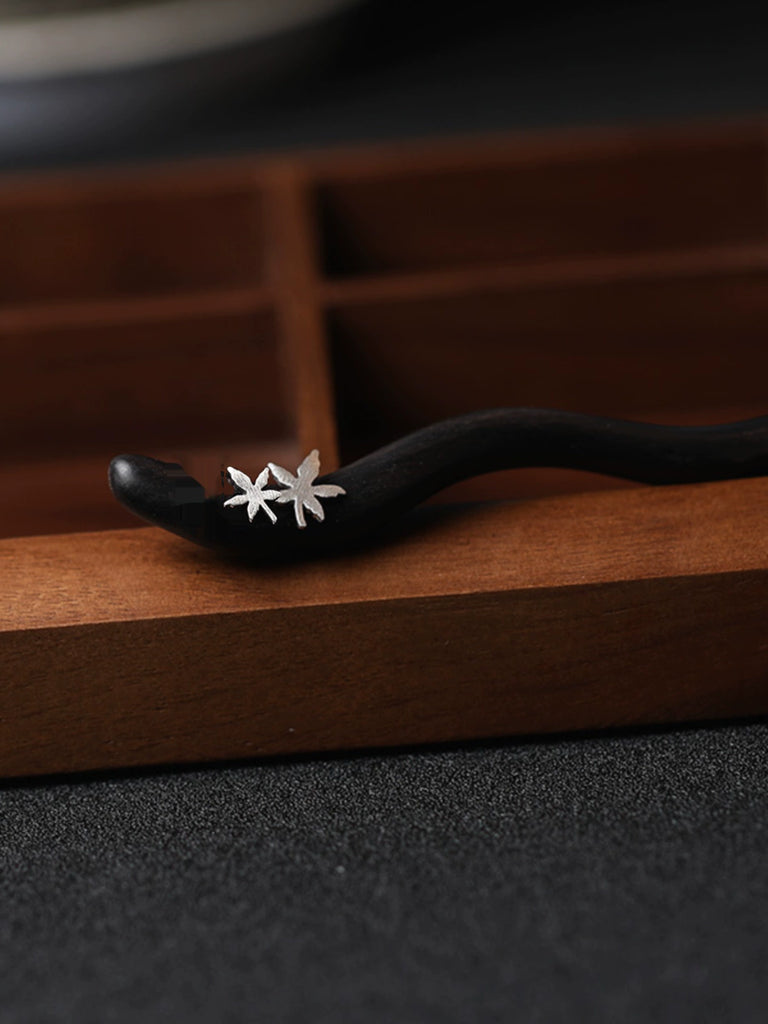 Maple Forest Dusk Sterling Silver Ebony Hair Stick