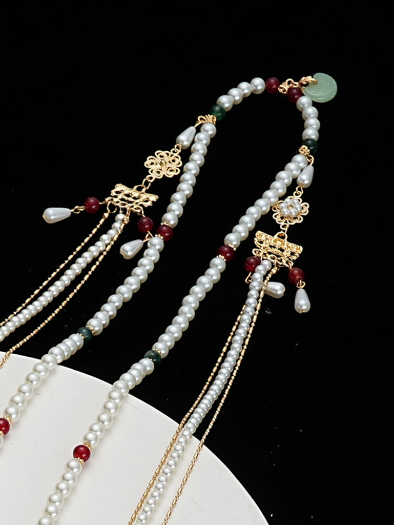 Ping'an Lock Long Tassel Chinese Style Necklace