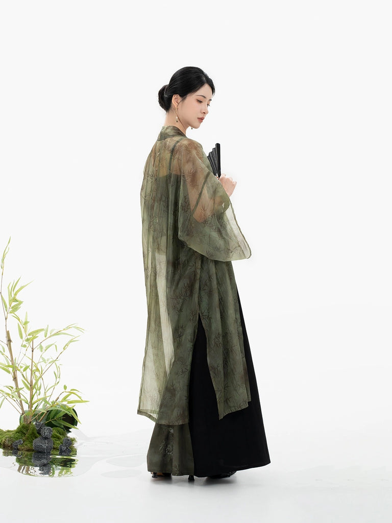 Song Dynasty Modern Hanfu Set with Changgan Temple Beizi and Three Ple ...
