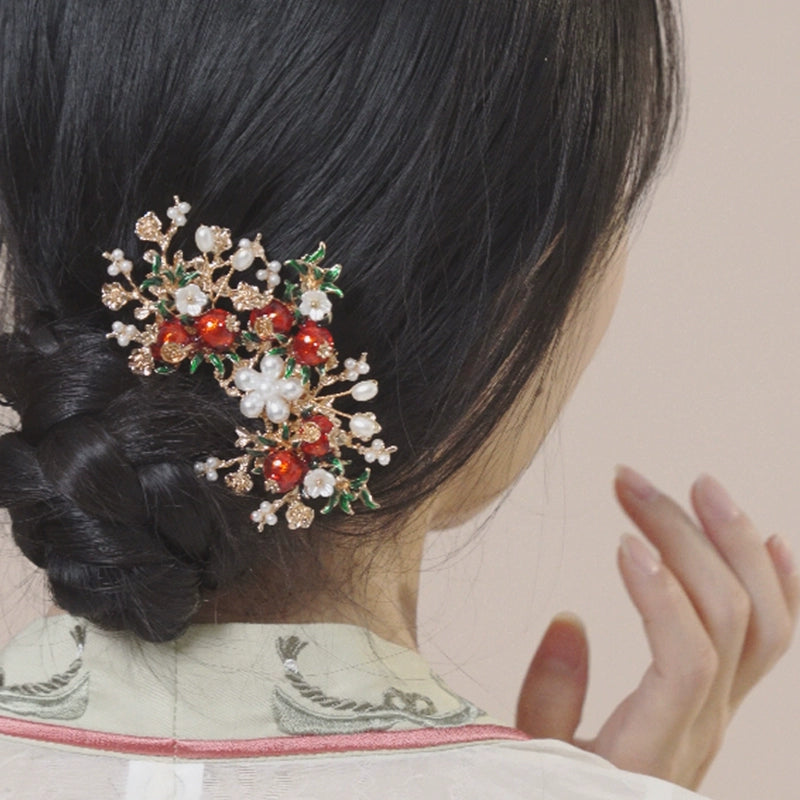 Hanfu Hair Accessories Set: Pomegranate