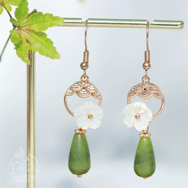 Mirror Flower Moon Chinese Style Earrings