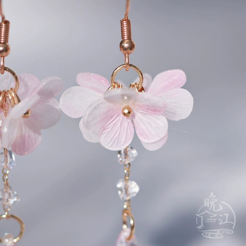 Pink Blooms Chinese Style Earrings