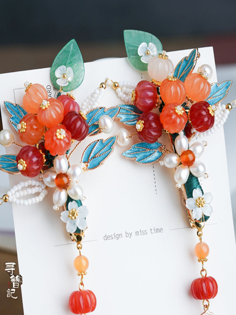 Tassel Hair Clip: Cute Pumpkins