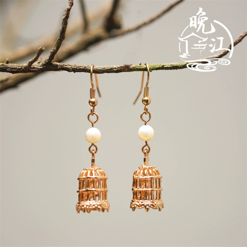 Qingqiu Lock Chinese Style Earrings