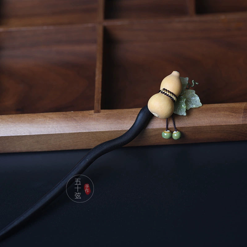 Wandering Knight Ebony Hairpin New Chinese Style Natural Gourd Ancient Hair Stick