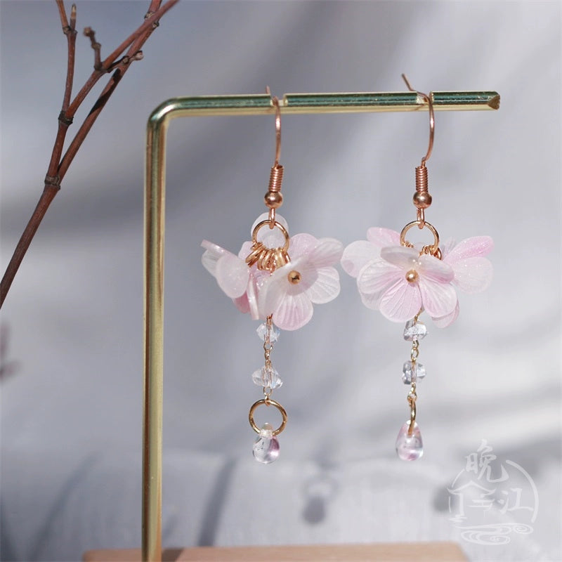 Pink Blooms Chinese Style Earrings