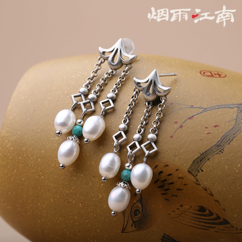 Starry Pearls Chinese Style Earrings