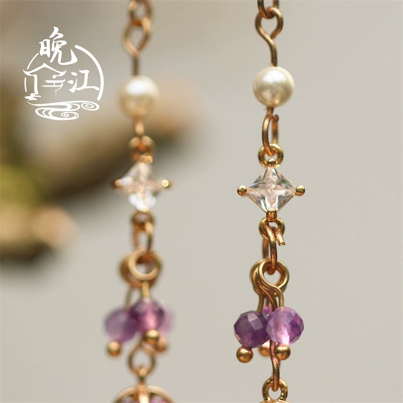 Purple Kite Tassel Chinese Style Earrings