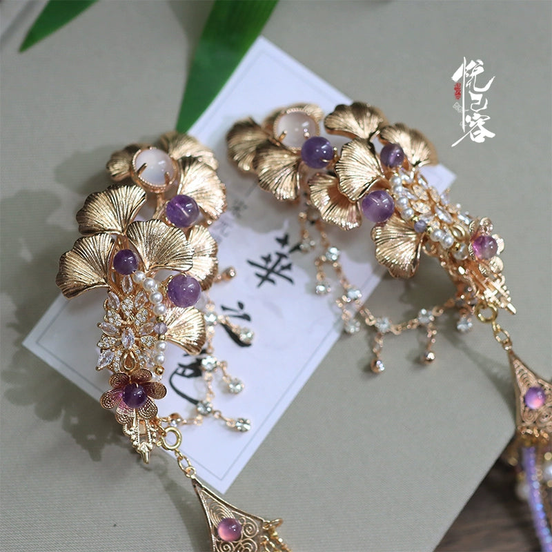 Hair Clips: Purple Maple Forest