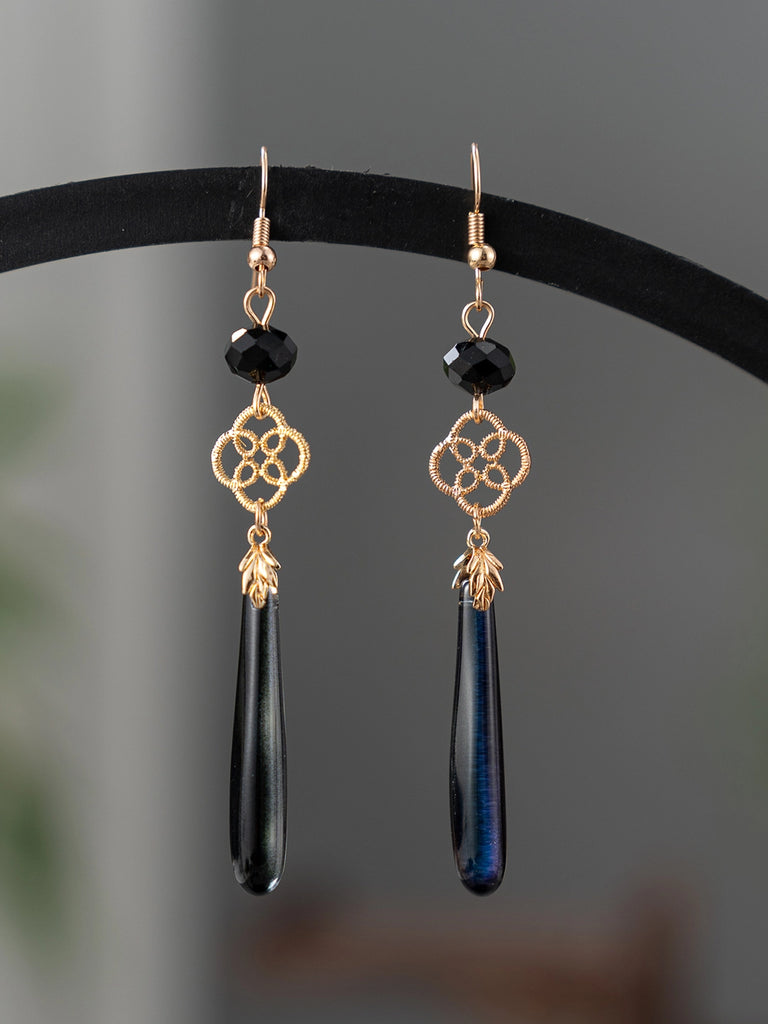 Ink Cloud Dark Purple Floral Hanfu Hair Accessories Set