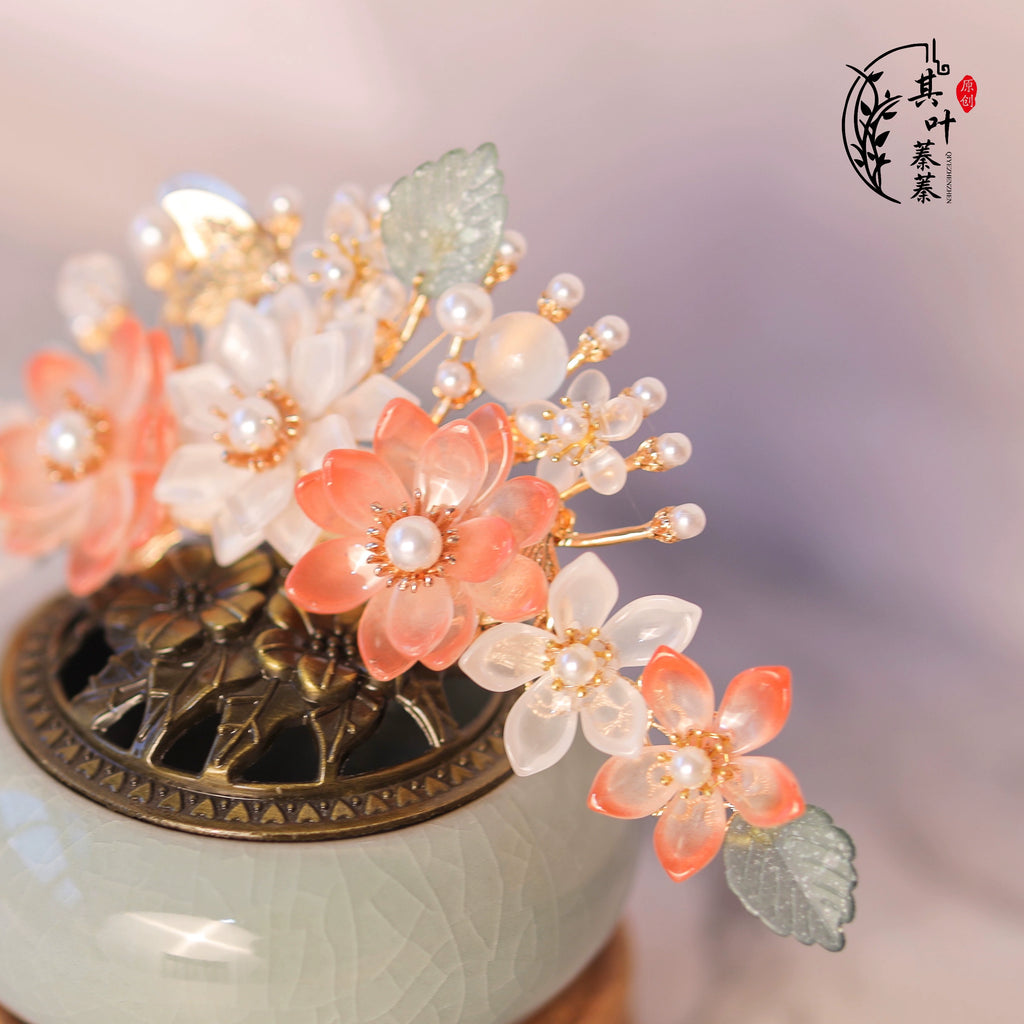 Hanfu Hair Accessories Set: Peachy