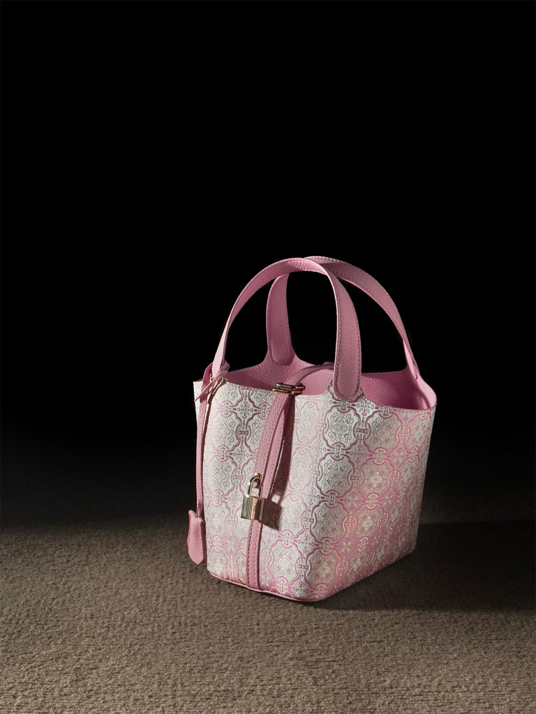 Dancing Breeze Pink Quartz Basket Handbag for Woman