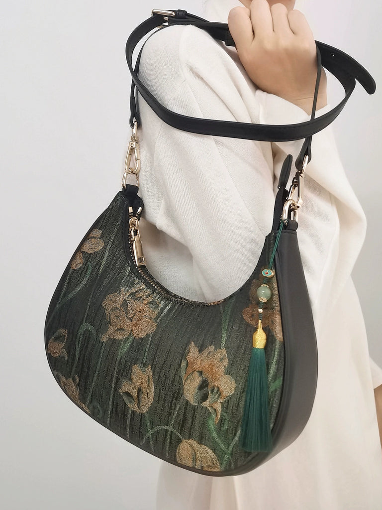 Tulips Crescent Shoulder Bag for Women