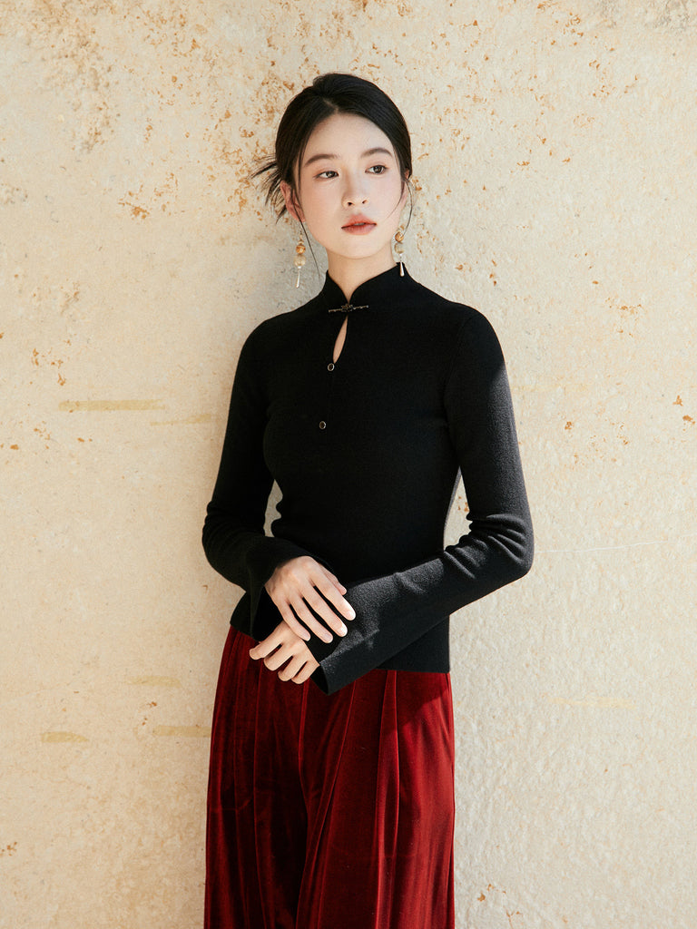 New Chinese Style Knitted Wool Sweater - Winter Awakens 觉冬 – Hanfu Story