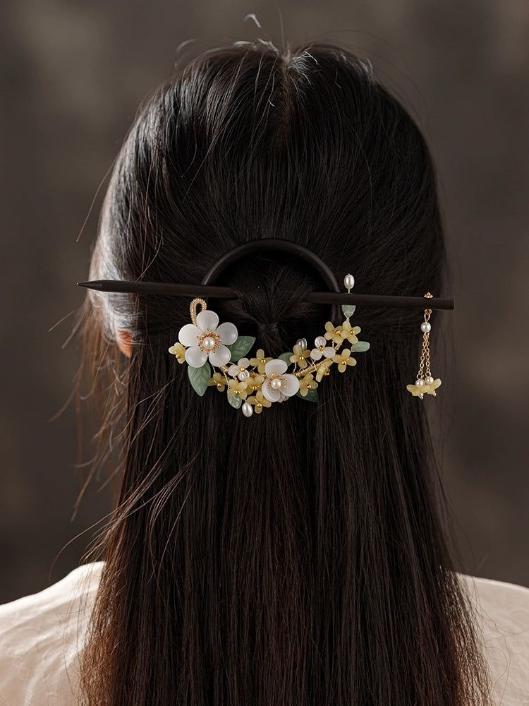 Back Hair Pin: Wooden Osmanthus