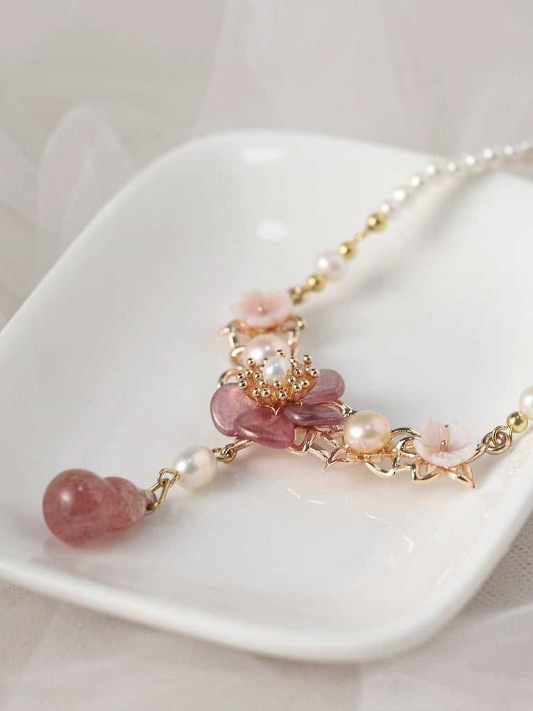 Cherry Pearls Chinese Style Necklace