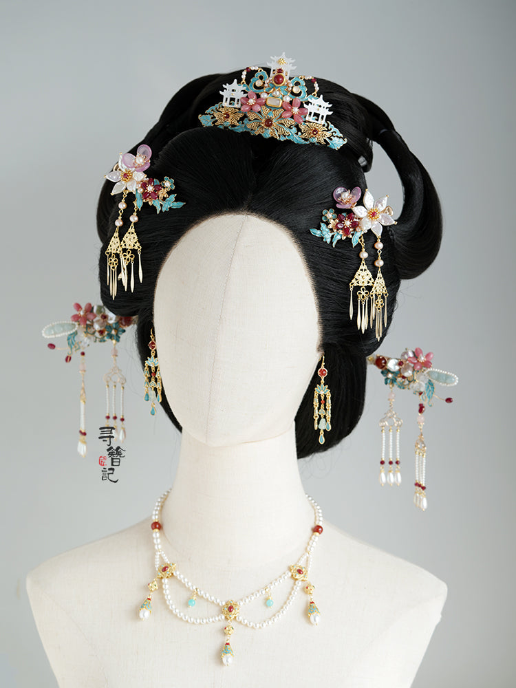 Ming Dynasty Hair Accessories Set: Mountain Pavilions