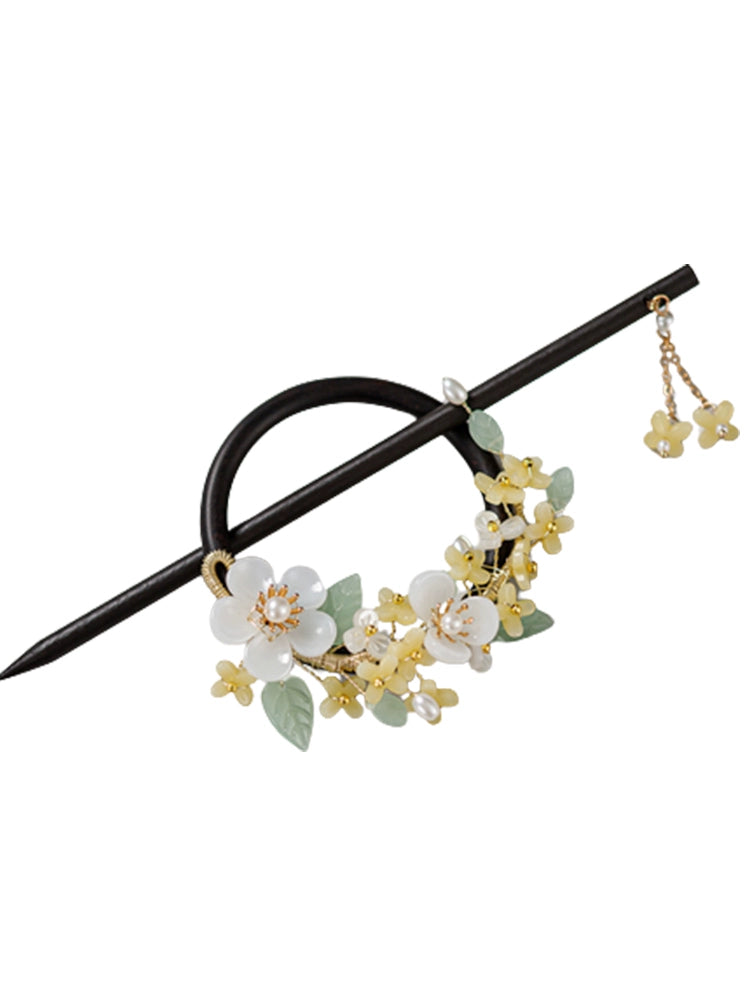 Back Hair Pin: Wooden Osmanthus