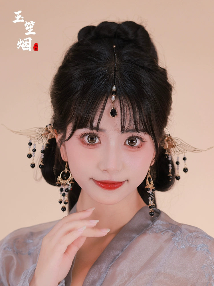 Hanfu Hair Accessories Set: Dark Wings