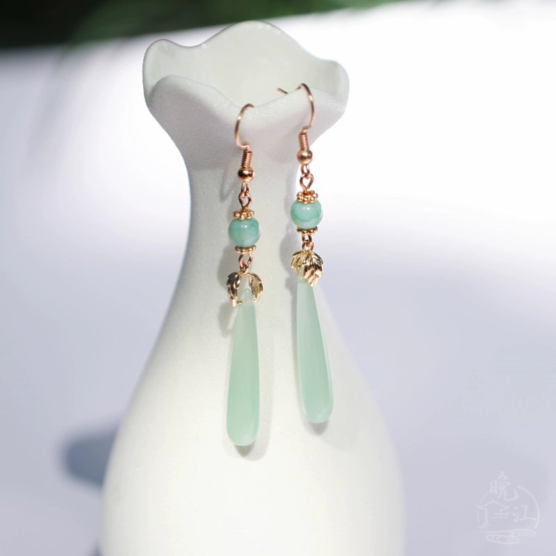 Jade Droplets Chinese Style Earrings