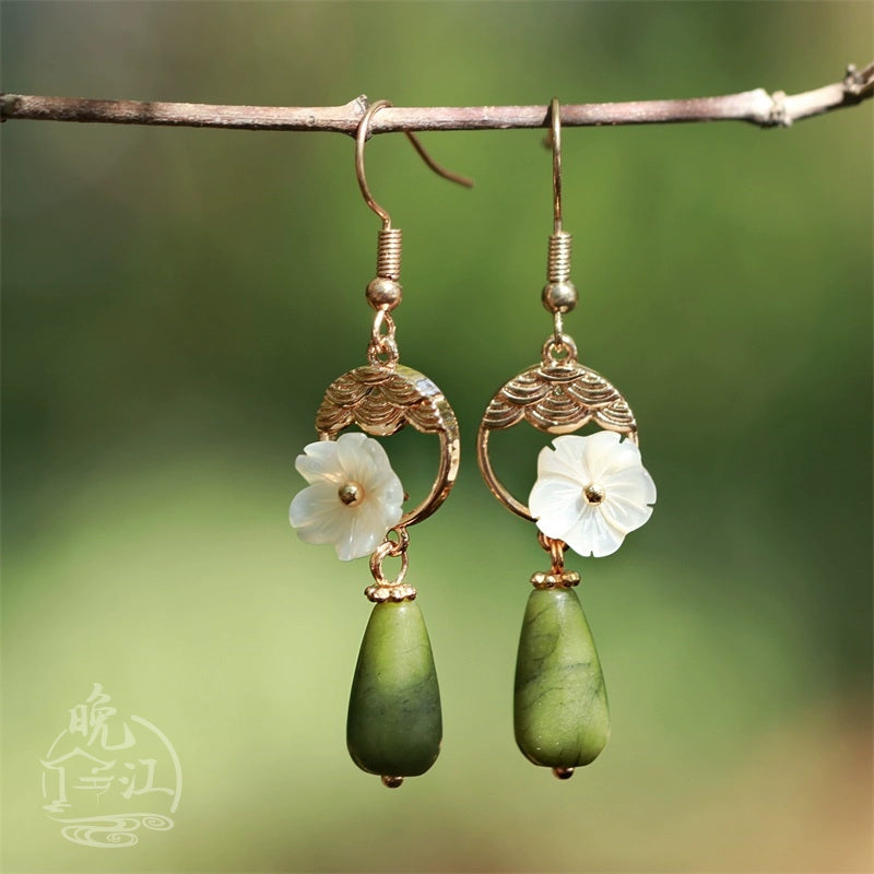 Mirror Flower Moon Chinese Style Earrings