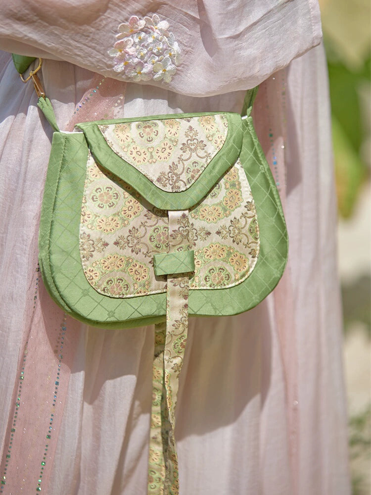 Mint Brocade Crossbody Merchant Bag