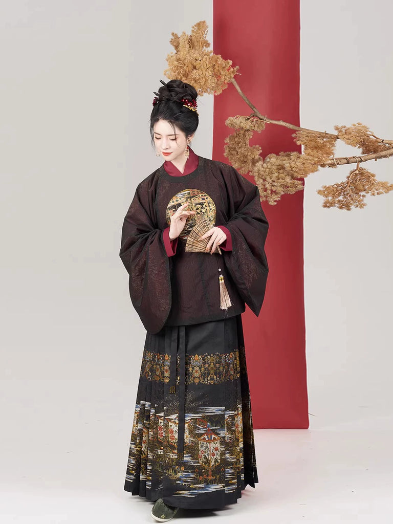 Ming Dynasty Modern Hanfu Mamianqun Outfit - Huadeng 华灯 – Hanfu Story