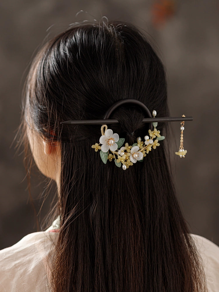 Back Hair Pin: Wooden Osmanthus