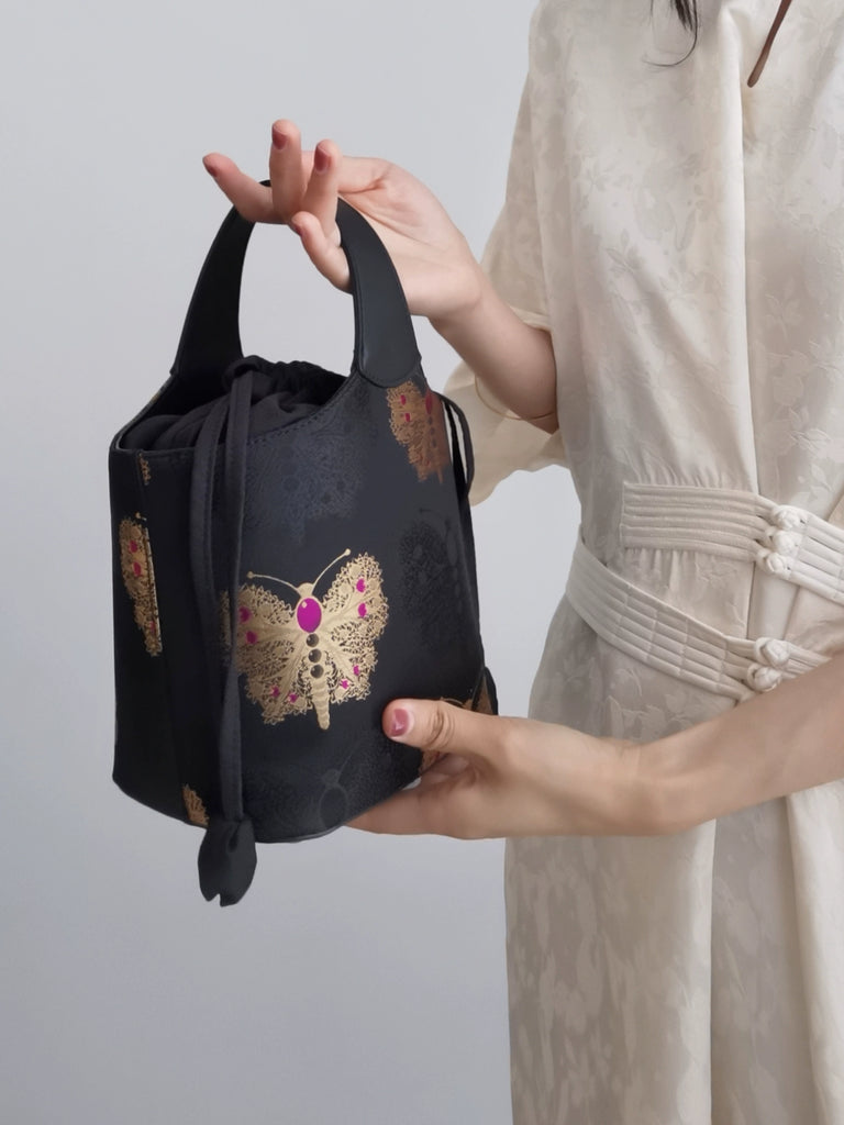 Glitter Butterfly Bucket Bag for Women